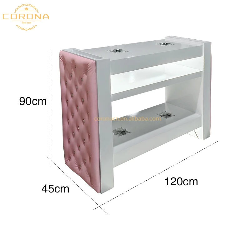 Cheap Factory Custom Nail Salon Furniture Modern Manicure Dry Table Station Nail Table With Led Light And Fan
