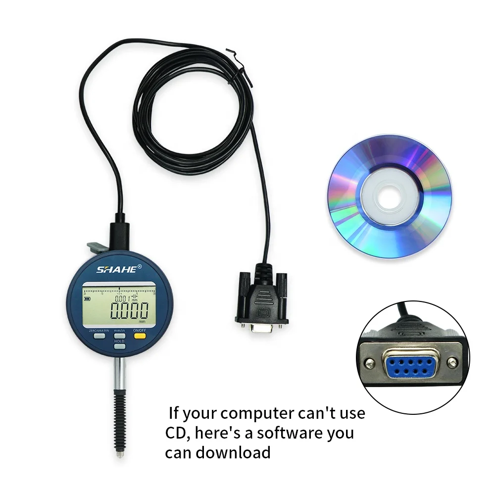 SHAHE  IP65 Metric/Inch 0-12.7 mm 0.01mm DIgital Indicator with Rechargeable Battery Waterproof Electronic dial Indicator
