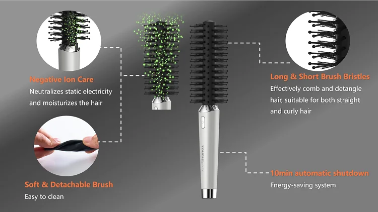 TOUCHBeauty Mini Travel Iron Brush Hair Straightener Ionic Hair Brush TB-1758