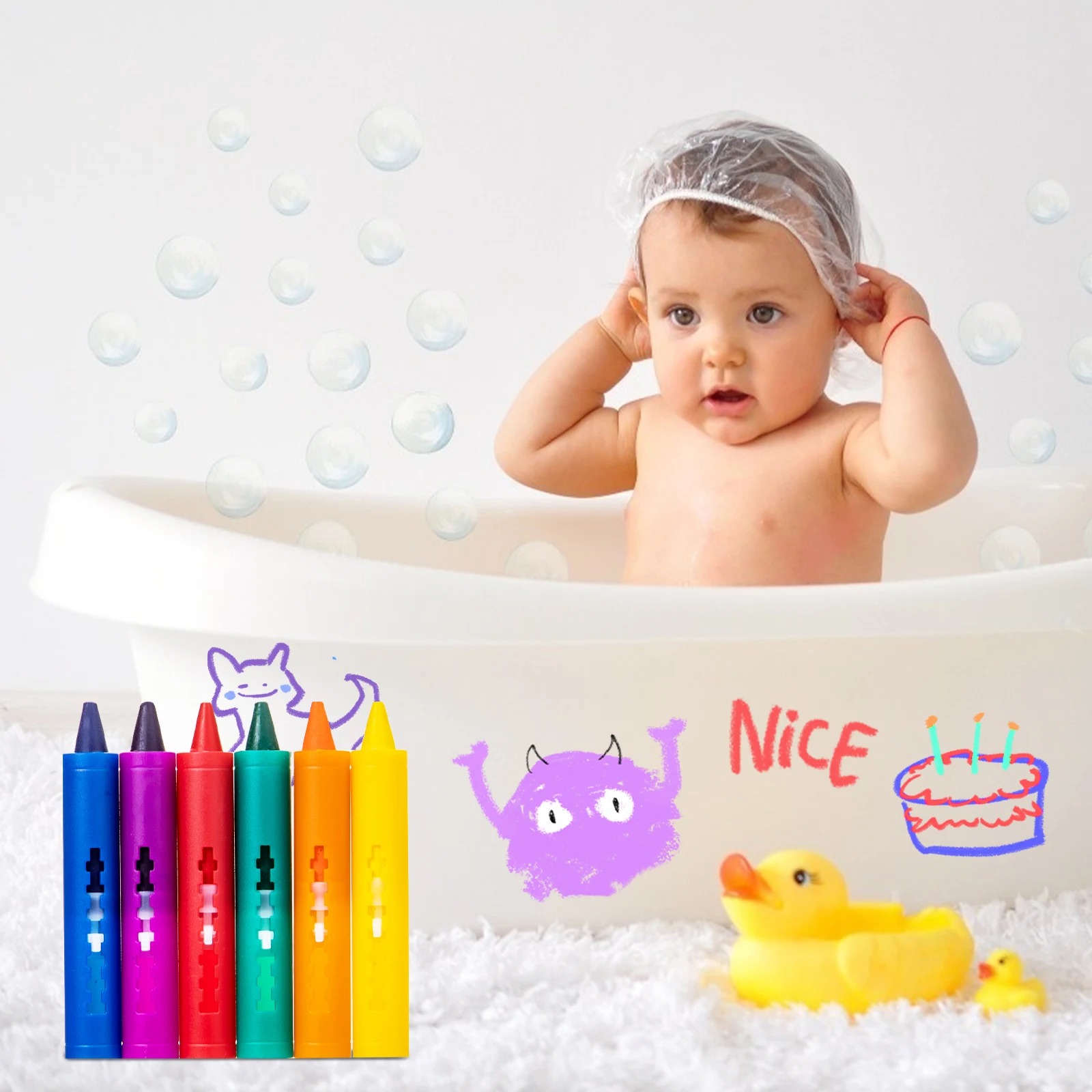 6 Colors Wholesale Bathroom Crayons Washable And Easy To Clean Colored Crayons Suitable For Children Bath Toys