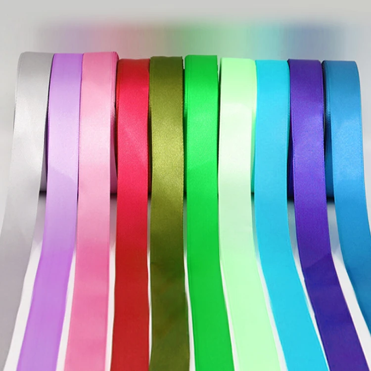 High Quality 100% Polyester Satin Ribbon Customizable Colorful Gift Ribbon Wholesale from China Roll Shape Logo Pattern Weddings