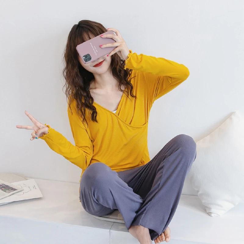 wholesale maternity clothes long sleeve women home wear cozy maternity pajamas for fall and spring season