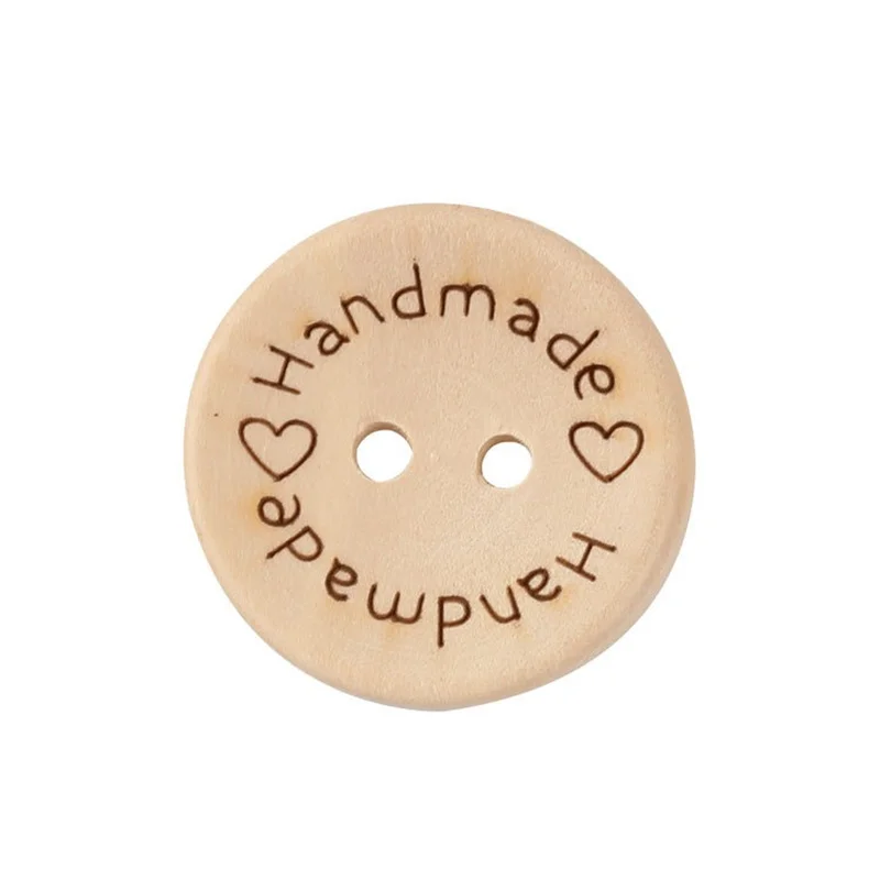Круглые пуговицы ручной работы из натурального дерева с 2 отверстиями 15/20/25 мм 100
