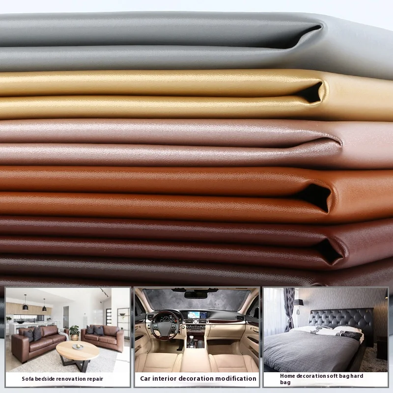 Waterproof Self-Adhesive Soft Sofa Artificial Synthetic Leather Material Fabric PU Sticker for Furniture Shoes Car Bag