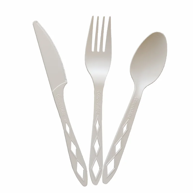Corn Starch Plant-based Eco-friendly 100% Biodegradable and Compostable Plastic Knife Fork Spoon CPLA