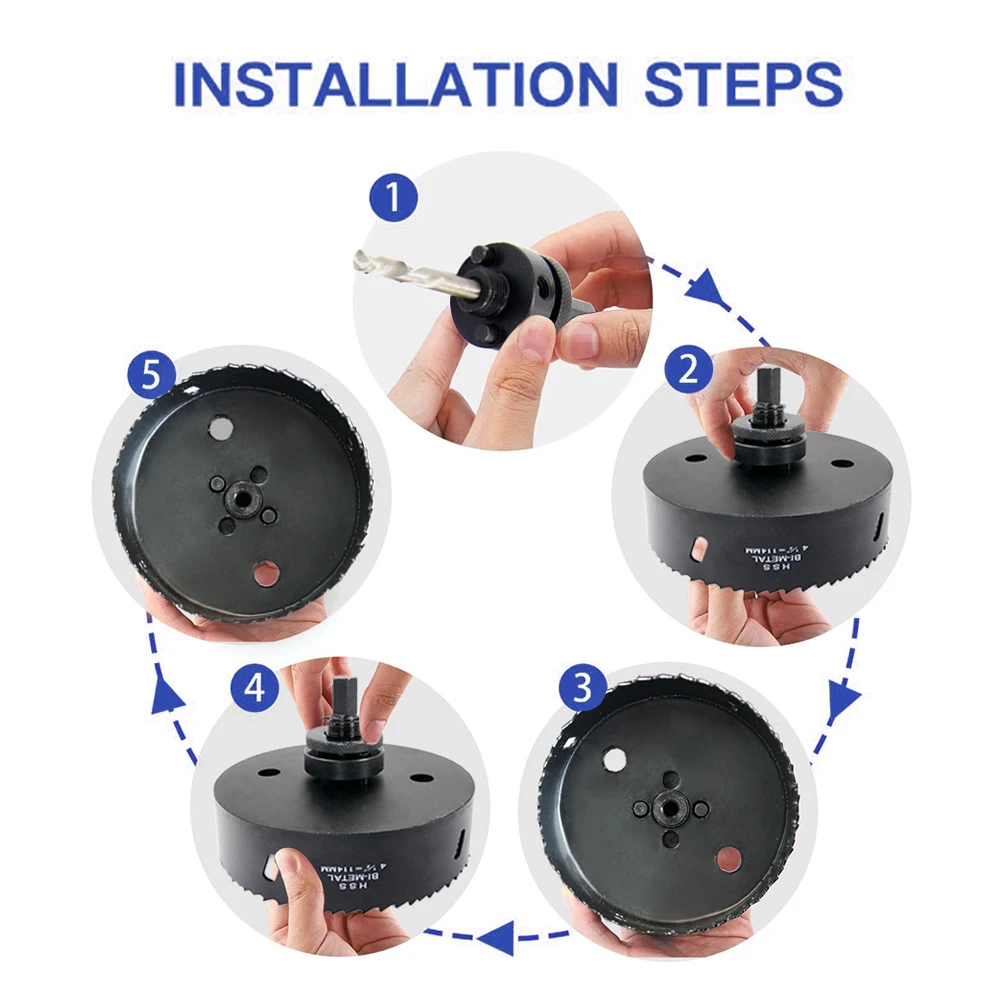 Hole saw LAIWEI bimetal hole saw with heavy duty arbor for metal pipes, wood, sheet metal, etc. Locking pin makes the tool stron