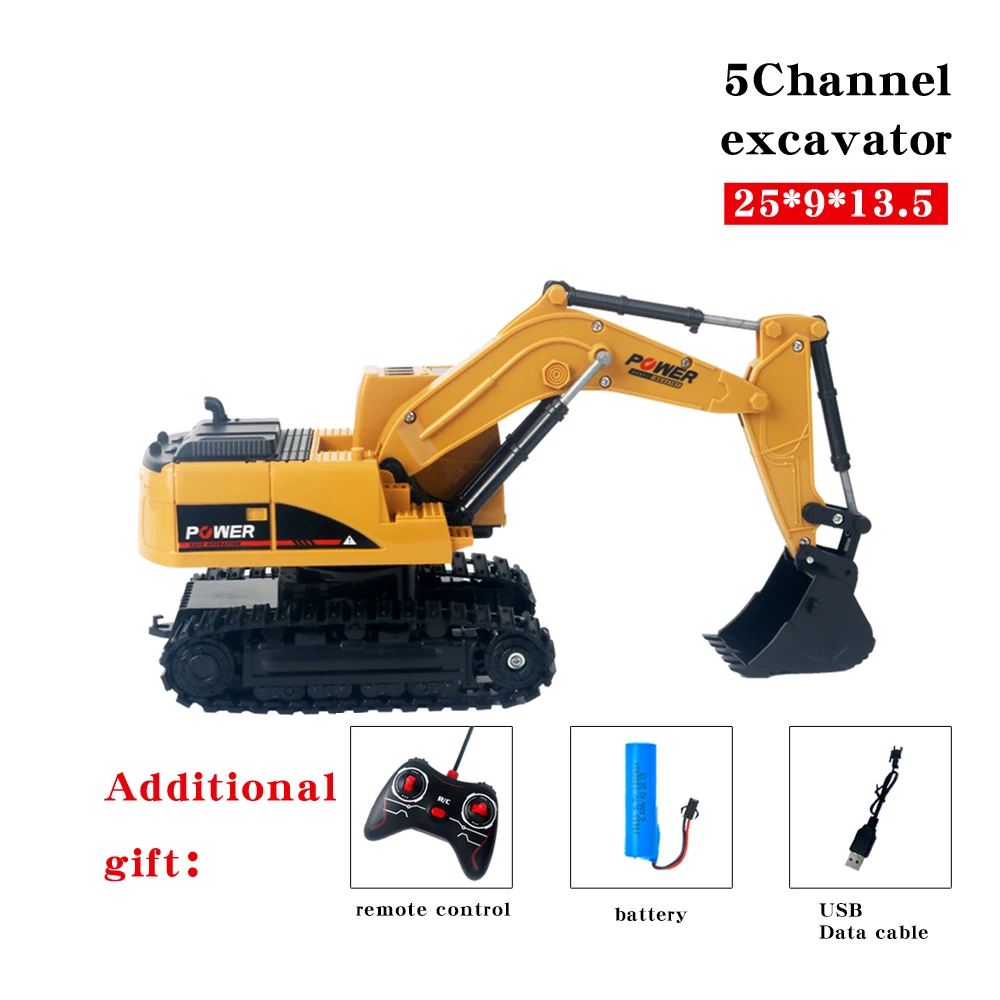 Custom Plastic Engineer Truck Car 5 Channel construction car Remote Control excavator truck Boy outdoor beach toy