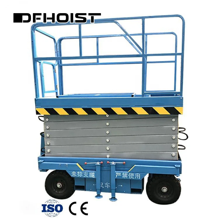DFhoist 12m Mobile Hydraulic Ladder Scissor Lift Trolley Platform