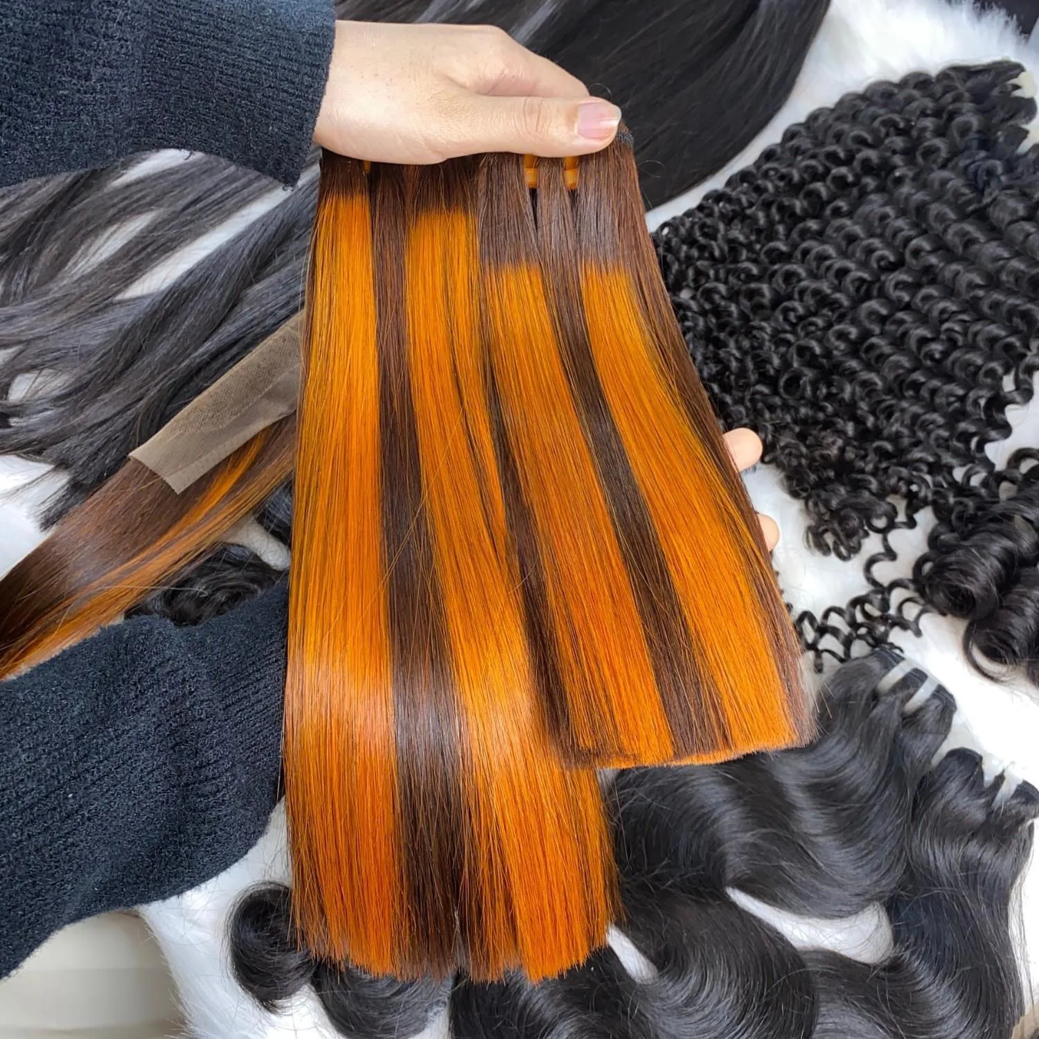 Super Double Drawn Bone Straight All Colors Weft Hair in stock Remy Virgin Human Hair Bundles