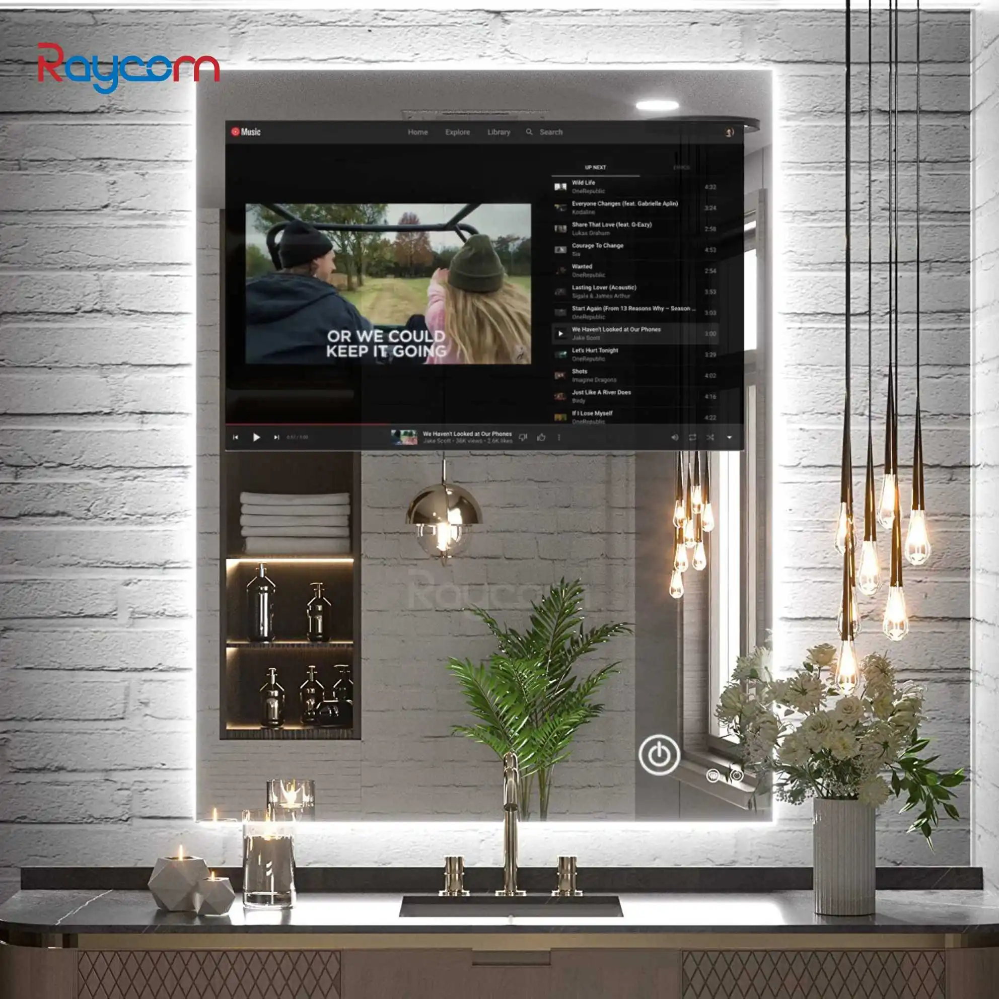 Customized touch screen led smart mirror android system Smart Waterproof Bedroom led bathroom mirror for home hotel