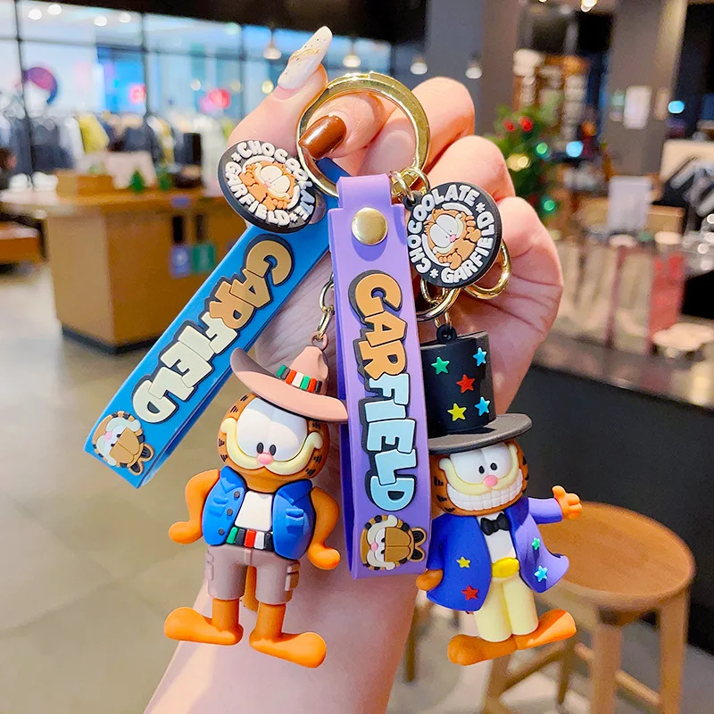 new arrivals llaveros Garfield cat rubber key chains  Accessories Keyring Schoolbag Phone Bag Ornament Jewelry Kids Gifts