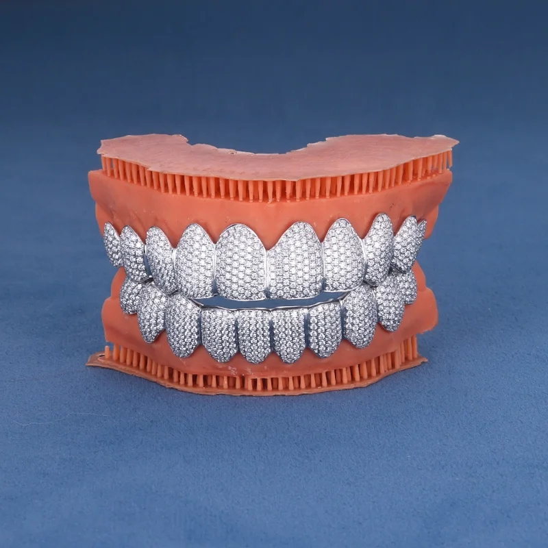 Custom Top 1-10 Bottom 1-10 S925 Silver 10K 14K 18K Solid Gold Grillz Iced out Bling D VVS Moissanite Lab Diamond Teeth Grillz
