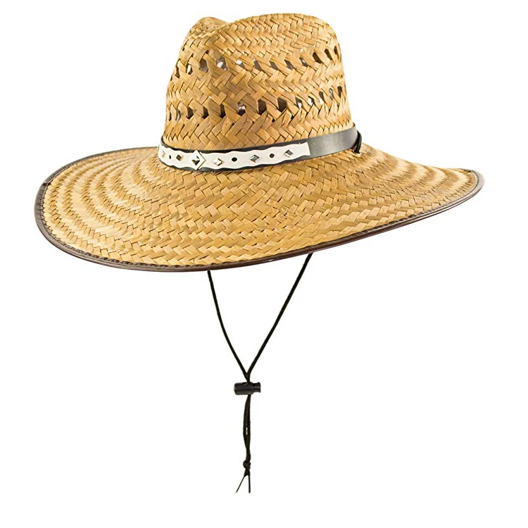 Super Wide Brim Cowboy Palm Leaf Straw Hat Wholesale