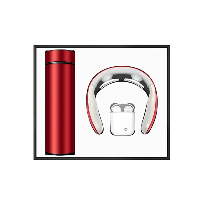 Wholesale Temperature Display Vacuum Cup Neck Massage Wireless Earphone Accessories Gift Set for Women