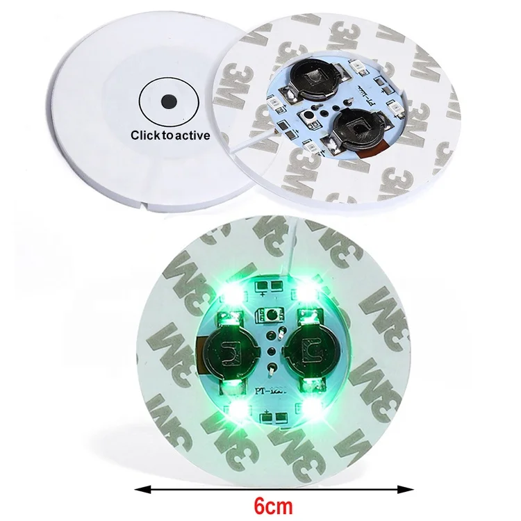 Party Bar Light Brightness LED Coaster, Cup Pad LED, LED Sticker Light for decoration accessories for rave led sticker bottle