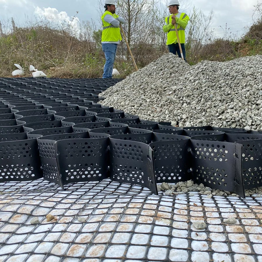 geocell ground gravel grid paver Hdpe Gravel Grid geocell for gravel stabilizer Geocell slope and Retaining Walls