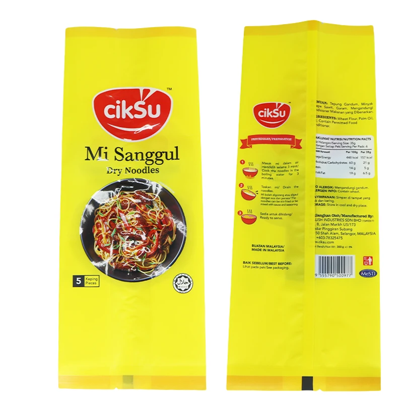 Instant Noodle Bag Food Grade Custom Printed Heat Seal Spaghetti Pasta Packing Pouch Heat Sealing Instant Noodle Plastic Bag