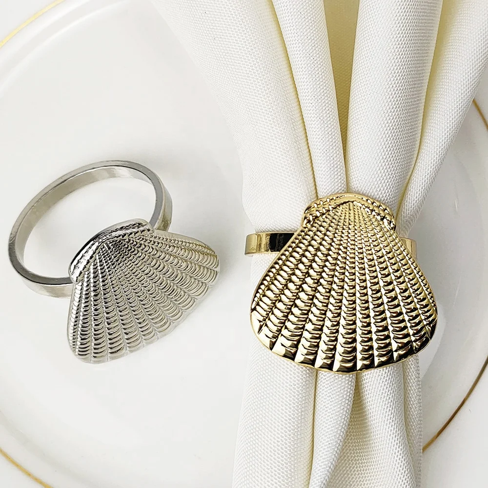 bulk sea shell napkin rings plated with gold or silver