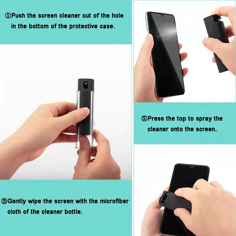 OEM digital device tablet touch screen cleaner spray portable 2-in-1 mobile phone cleaner microfiber cleaner spray
