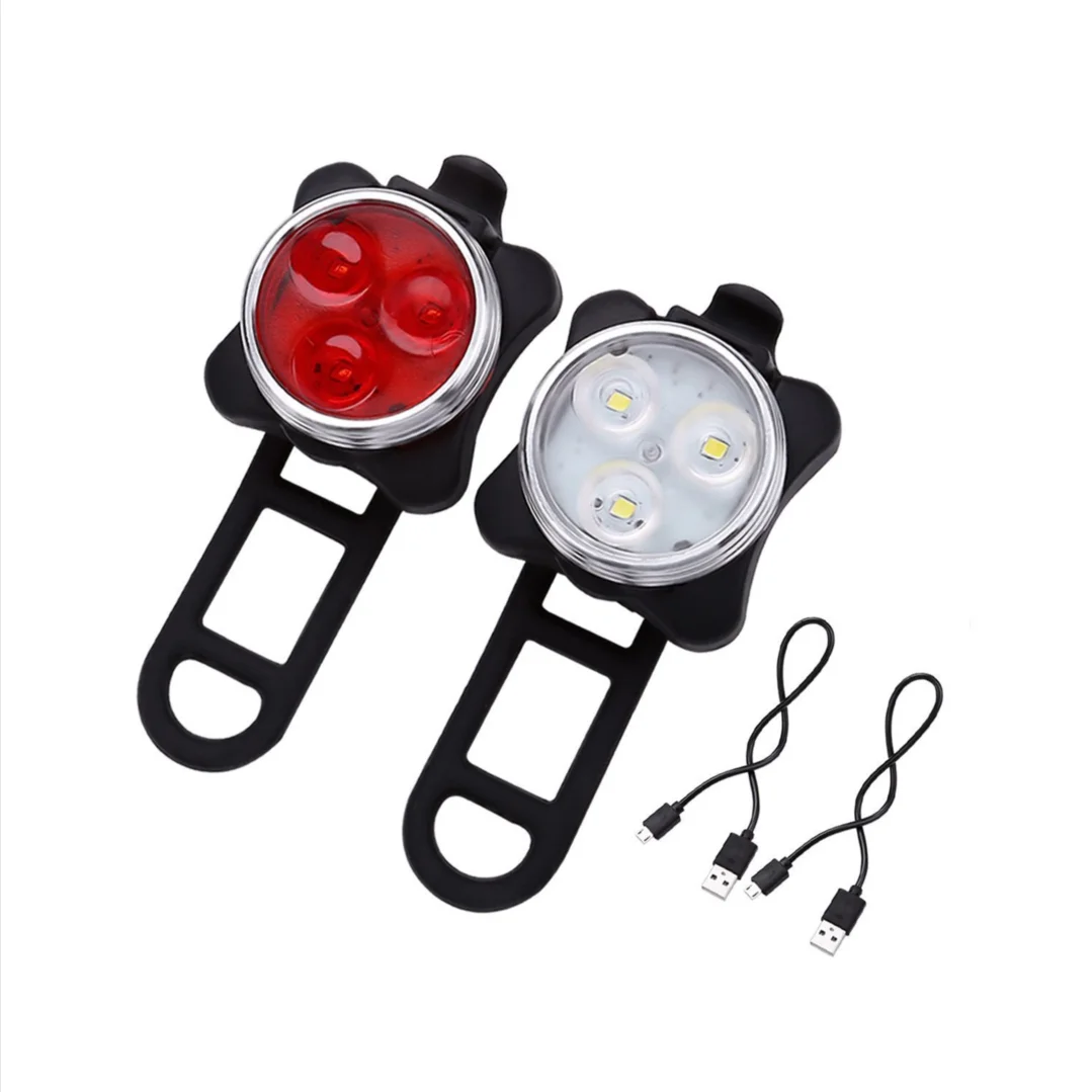 Amazon Hot sale USB Rechargeable Front White Bicycle Light Waterproof 4 Modes Bike Red Tail LED Light Set