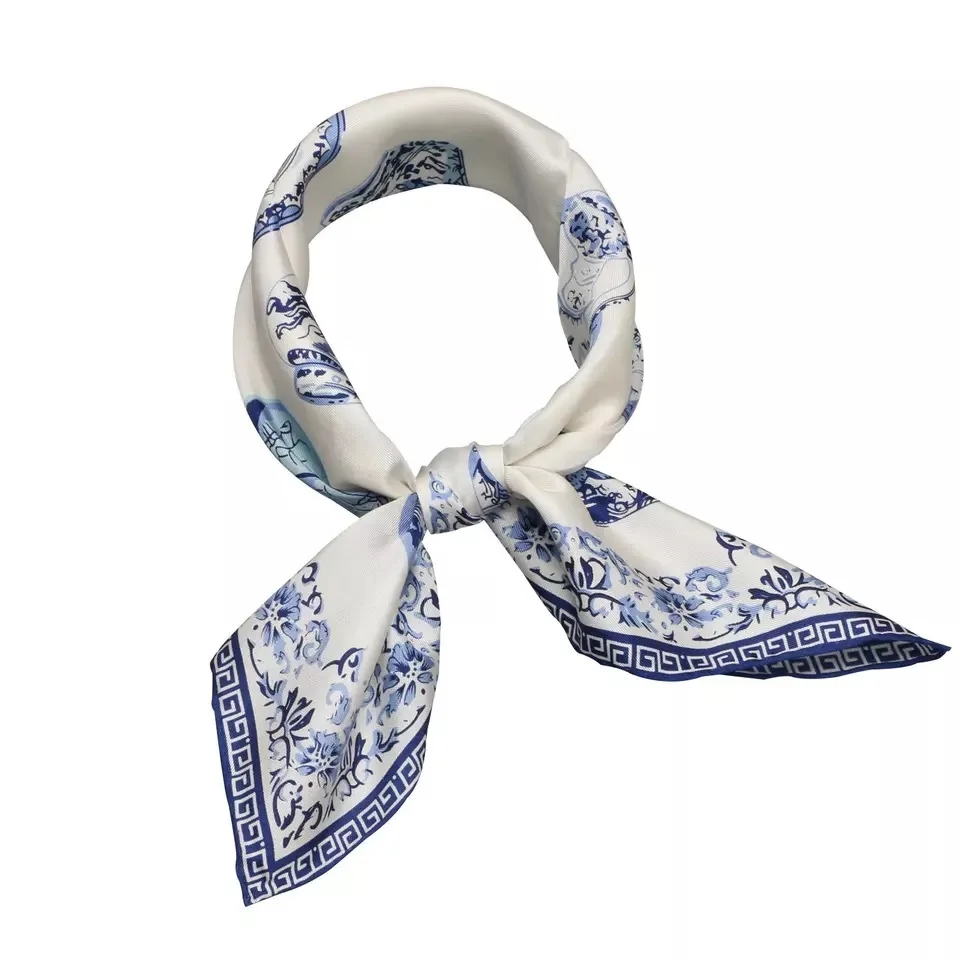 Manufacture Custom Neck Silk Scarf 70 Cotton 30 Silk Cotton Head Scarf High Quality Factory Direct Silk Scarf Sales