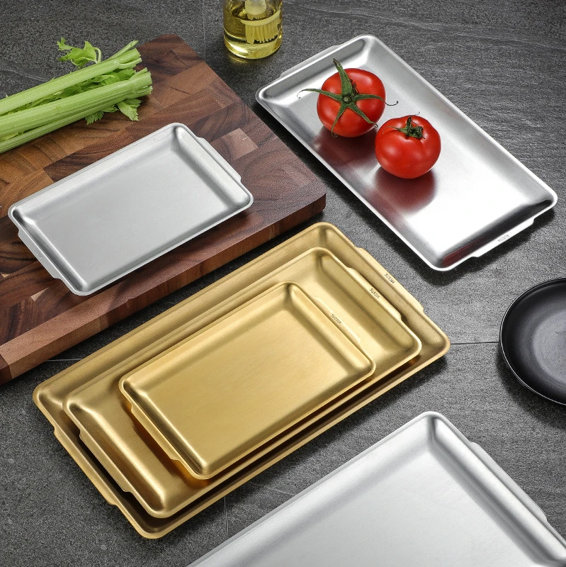 
304 food grade stainless steel rectangular Korean style baking plate 