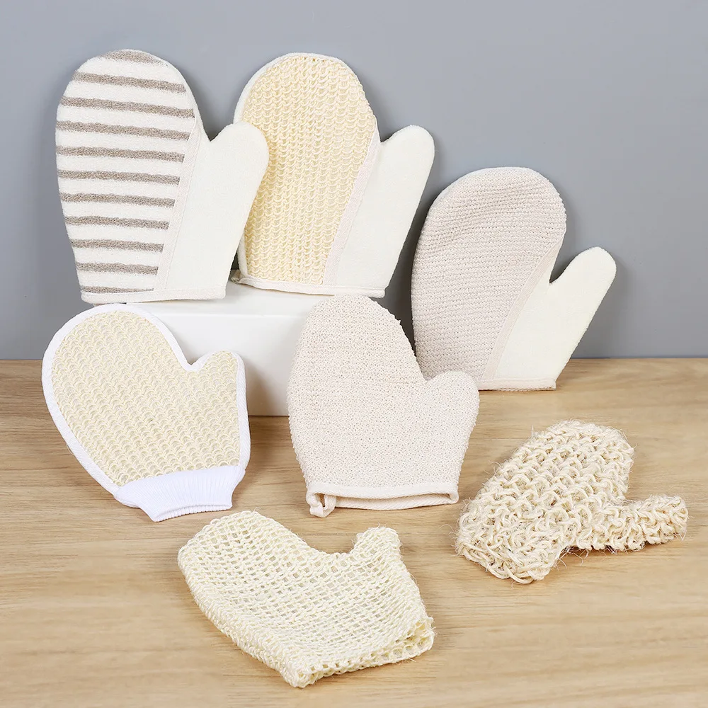 Hot Sale Bath Accessory Eco Natural Sisal Exfoliating Hand Bath Gloves Scrub For Shower Luffa Body Scrubber Bathing Sponge