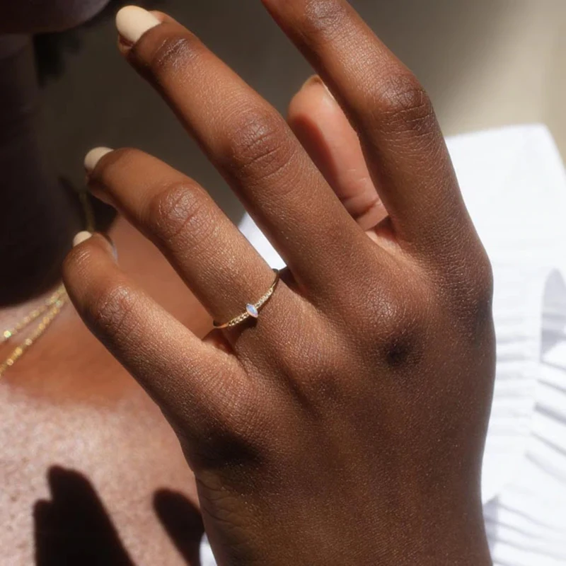 RINNTIN EQR28 Hot Sale 14K Gold Plated Jewelry Rings Trendy Marquise Cut 5A Zircon Sterling 925 Silver Women Zircon Ring