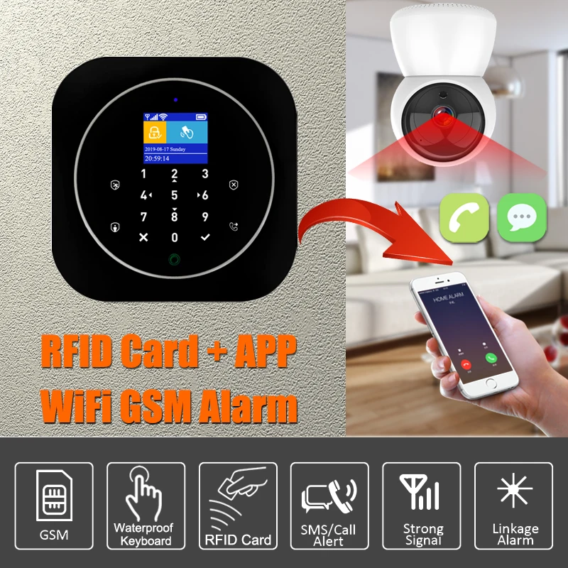 2021 hot selling smart home devices intelligent GSM alarm kit 2.4G WIFI camera support Tuya App alarm for home security