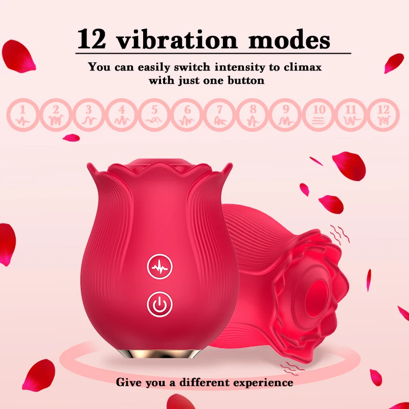 Rose Vibrator 12 Vibration Wholesale Custom Logo Clitoral Stimulator Suck Adult Sex Toys Rose Sucking Vibrator