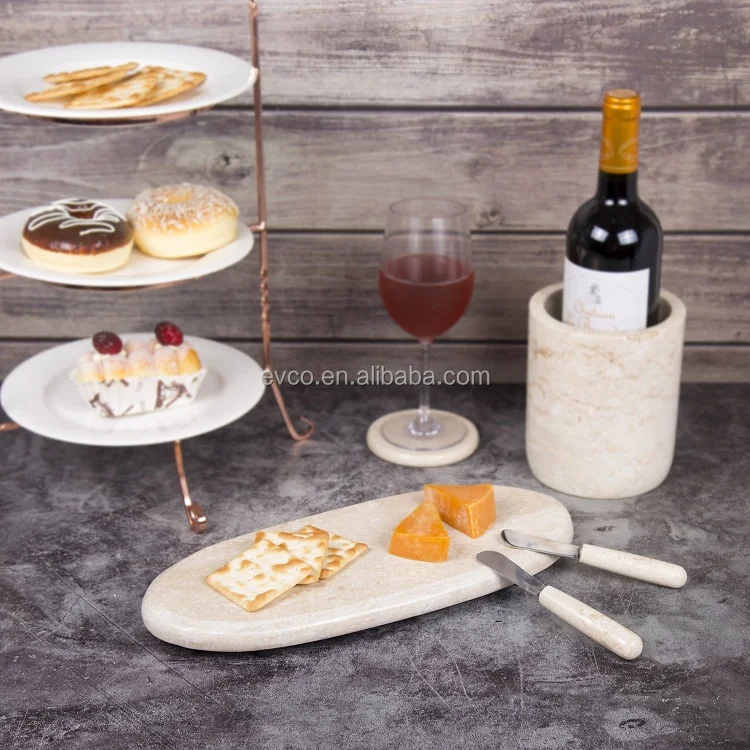 Natural Champagne Marble Oval Tray for Serving