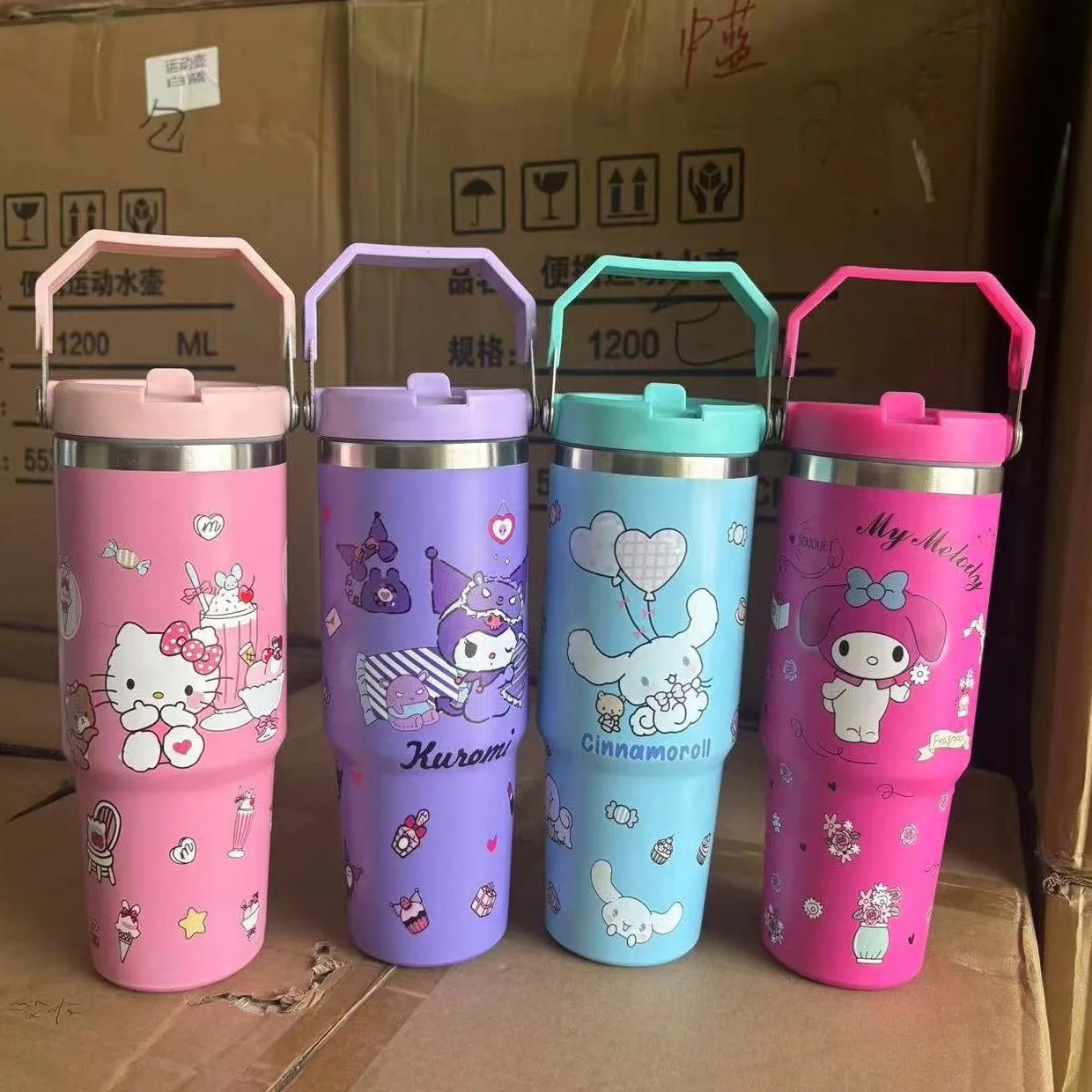 Personalized Portable Kawaii Students Children Vaccum Insulated Hot and Cold Water Bottle Customised 30oz Tumbler with Handle