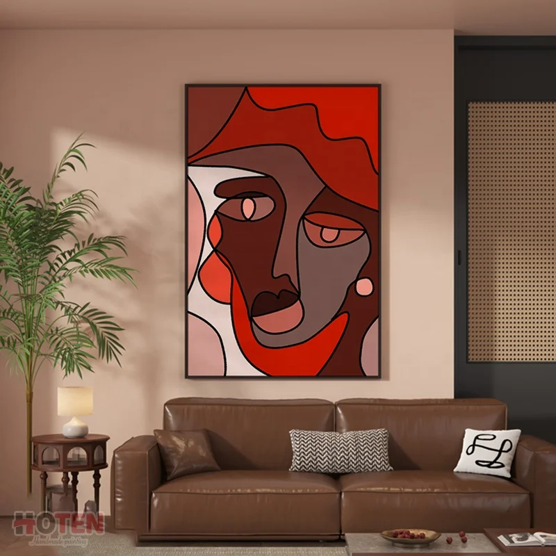 Modern simple portrait vertical oil painting pure hand-painted art abstract living room custom decorative painting