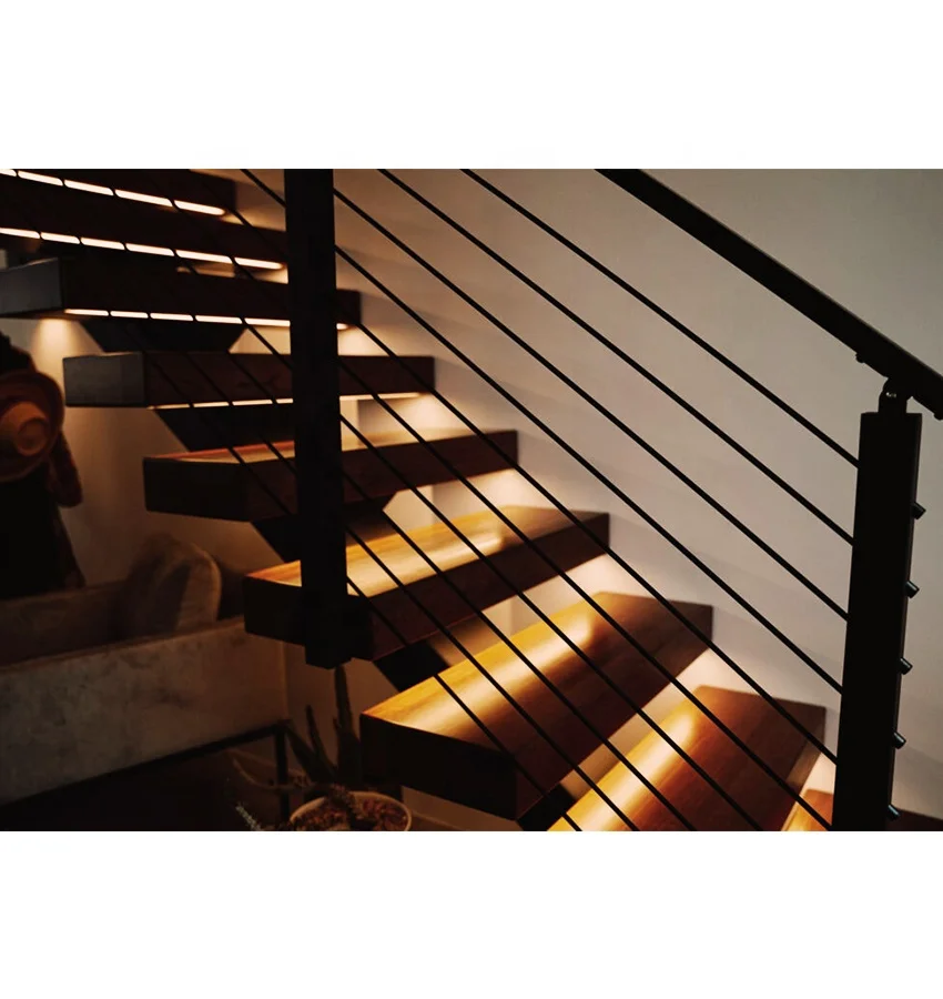 Decorating Stickers Staircase Pool Spiral Modern Steel Beam Floating Straight Staircase Kit Design Wooden Straight Led Stair