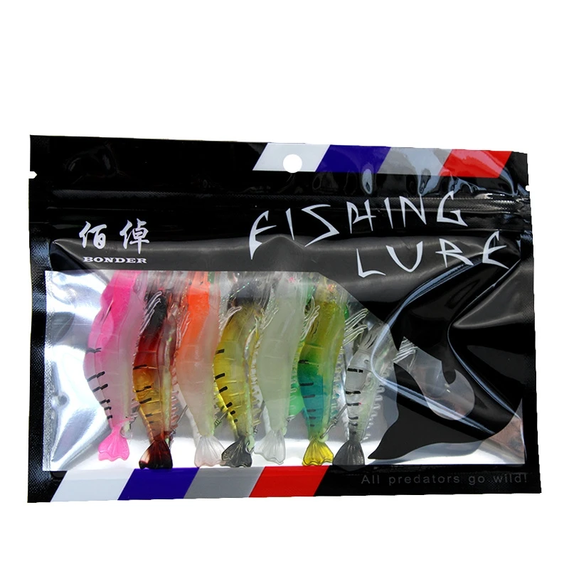 Spot Wholesale Shrimp 9cm 7g Invisibility Hook Noctilucent Fishing Soft Lure For Sea Fishing Catfish Tilapia Bass Pesca