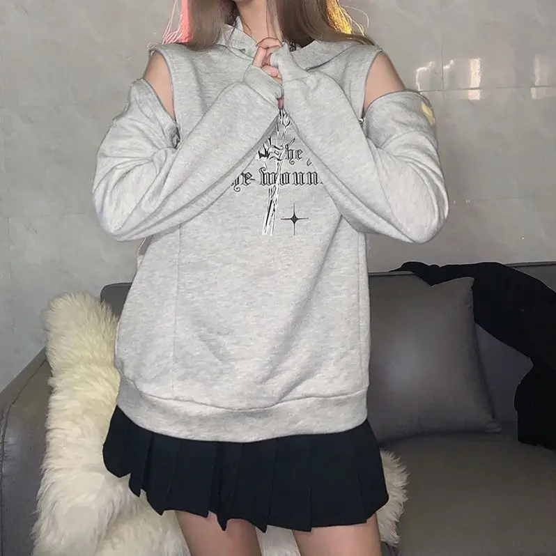 New Arrival Hoodie Pullover Hollow Out Sweatshirt Womens Long Sleeve Casual Clothing Medium Printed Hooded Long Sleeved Sweater