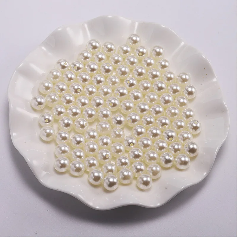 10mm ABS With Hole Venetian Pearl  Multi Color Plastic Round Loose Beads For DIY Garment Jewelry Accessories