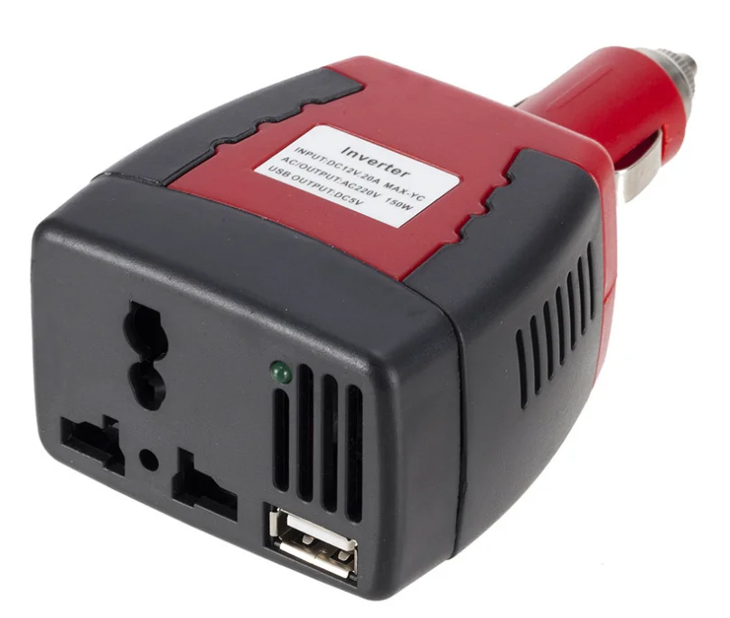 150W vehicle-mounted inverter car cigarette lighter charger is suitable for mobile phone charging from 12V to 110V-220V