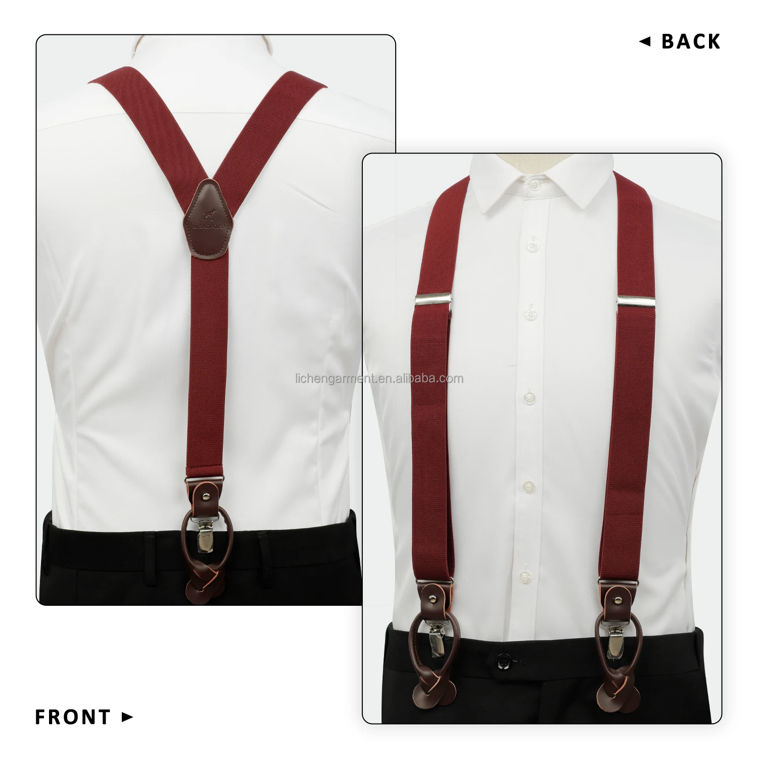 Luxury Custom Logo Silk Fabric Suspenders Solid Color Y Back Braces 3 Clips Gift Box Adjustable Suspenders for Men