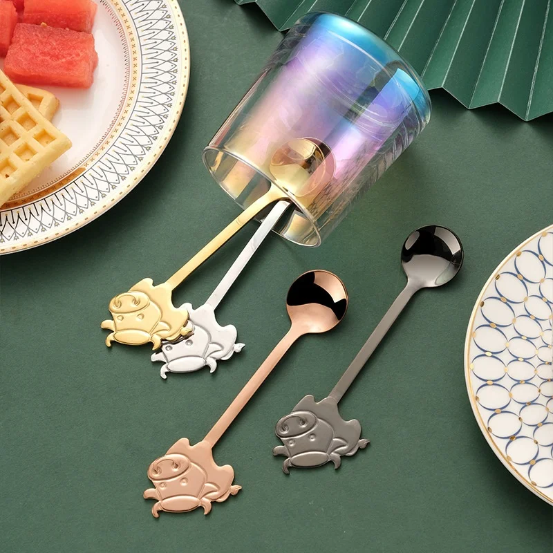 Creative Cat Design Long Handle Dessert Spoon Ice Cream Candy Teaspoon Tableware Coffee Spoon