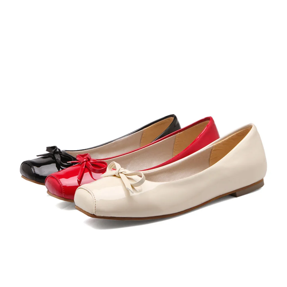 
2021 New Ballet Dance Flat Shoes Woman Lady Patent Leather Flats Bow Tie Dolly Shoes Ballerina Shoes For Ladies and Girls 