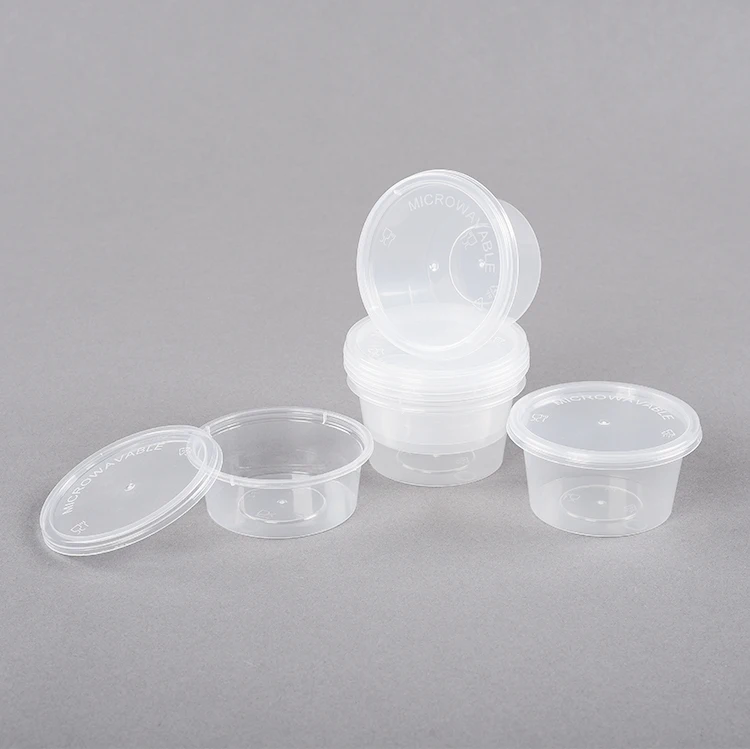 Factory supply 2 4 oz PP portion small sauce container disposable eco friendly plastic sauce cup with lid for sauce