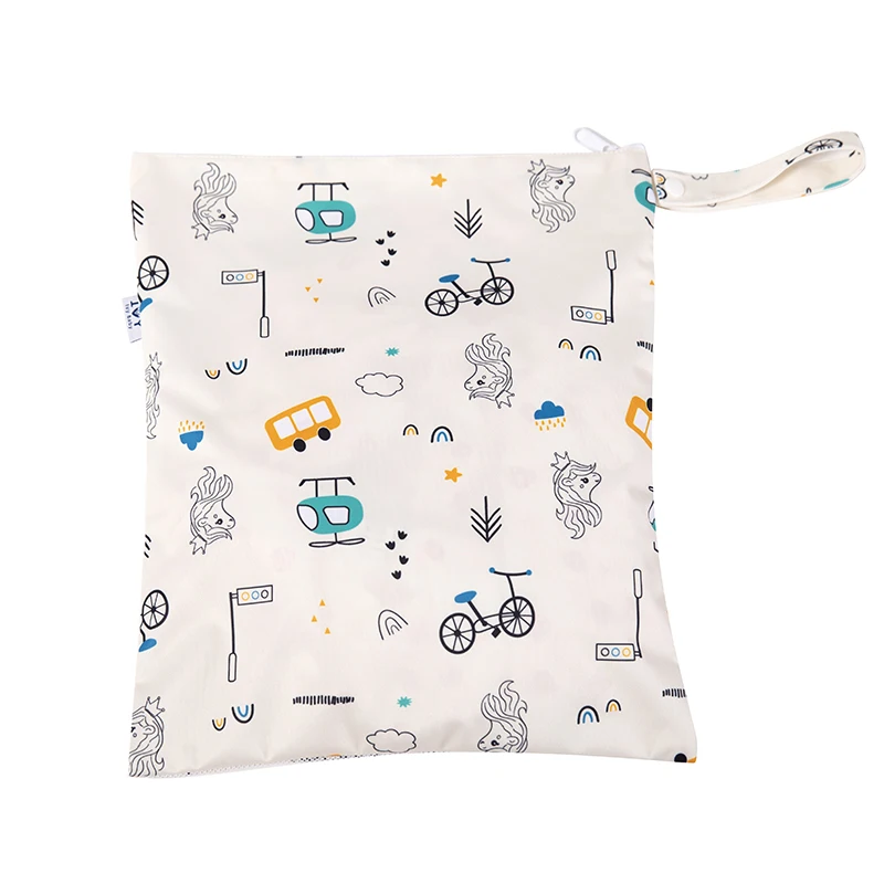 Babyshow Nappy Wet Dry Bag Double Handle Baby Stroller Hanging Bag Waterproof Washable Reusable Wetbag