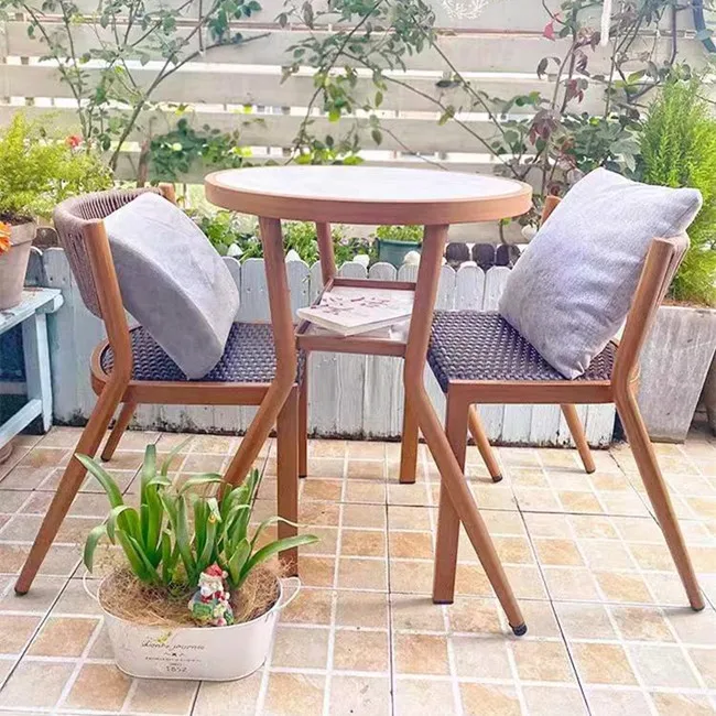 Leisure Outdoor Waterproof Furniture Aluminum Frame Wicker Rattan Garden Restaurant Dining Chair