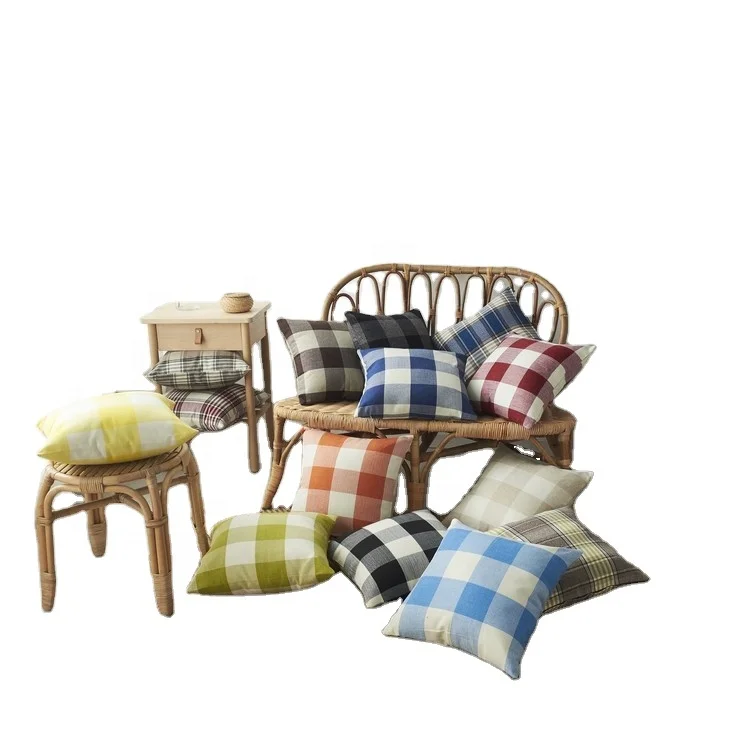 
 Декоративная декоративная наволочка для подушки, наволочка для подушки в стиле фермерского дома, наволочка в клетку с шашками буйвола, Экологически чистая тканая гостиничная наволочка  