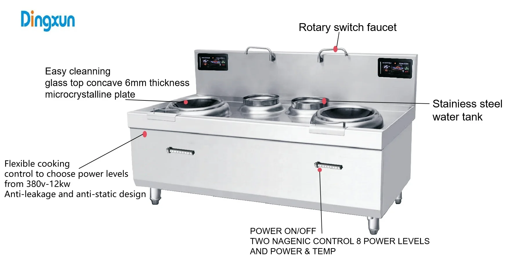 Kitchen appliances  12KW 2 burner induction cooker cooking equipment restaurant commercial induction cooker