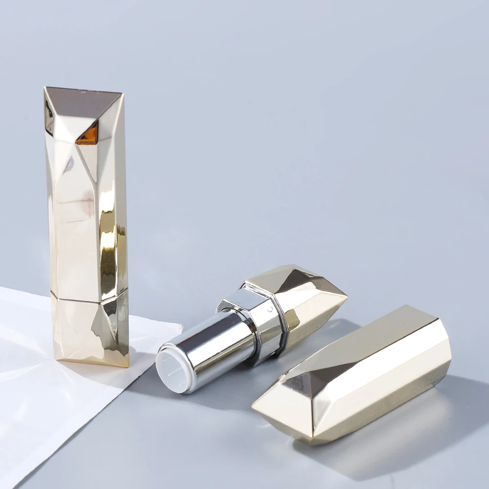 New Design Gold Metallized Empty Diamond Lipstick Container