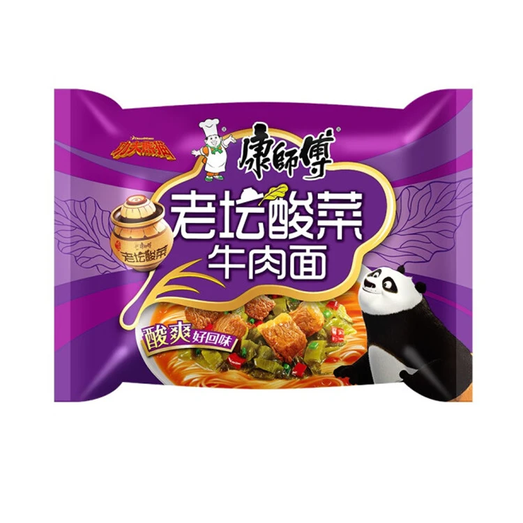 Hot-selling Chinese Bagged Laotan Pickled Cabbage Beef Noodle Master Kong Instant Noodles