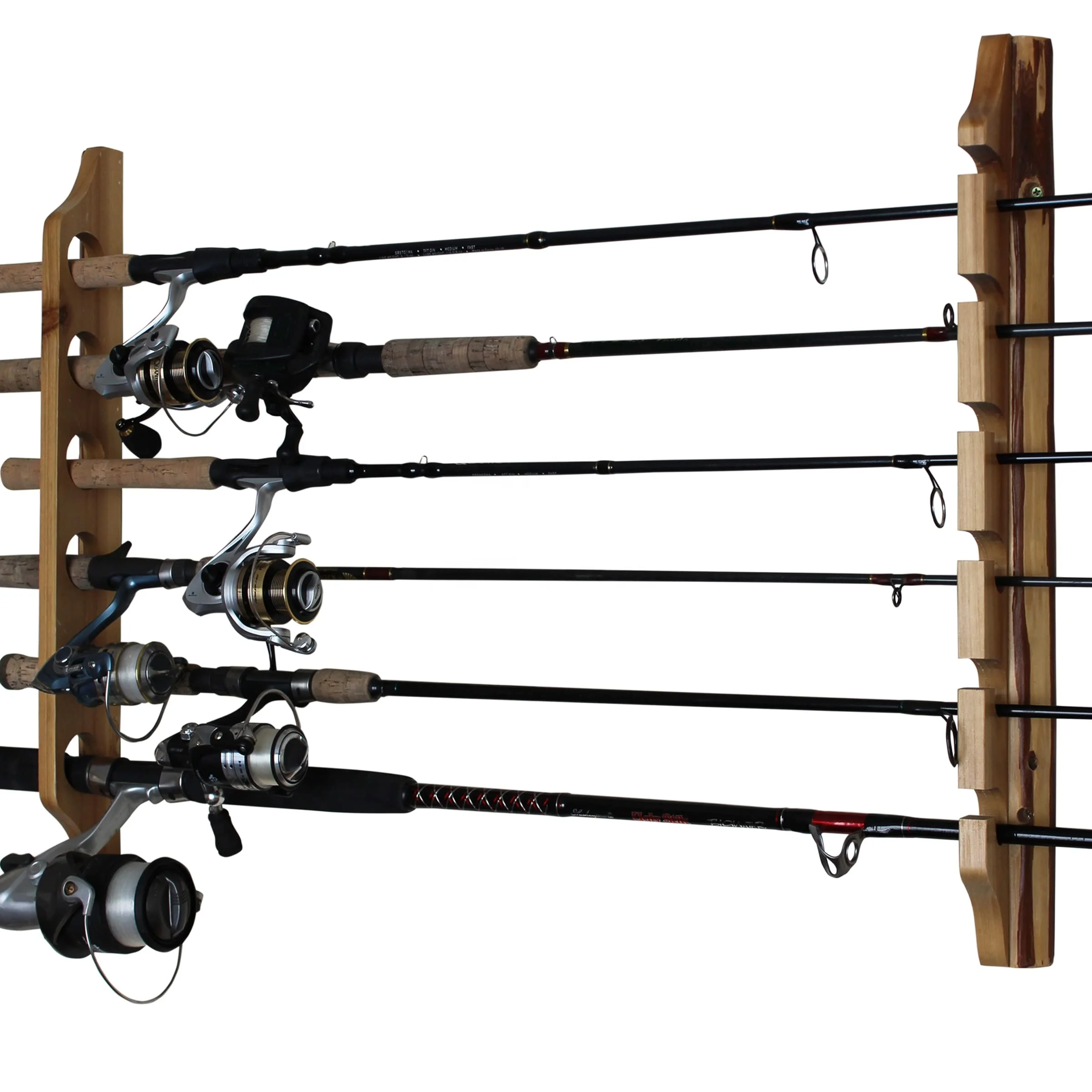 Factory Wholesales Customized retail shop 2-Piece 6 Fishing Rod Rack Storage Wall Mount Easily   Installed Fishing Pole Holder