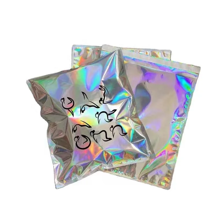 Customized Holographic Laser Self Adhesive Mailing Bag Tamper Proof Courier Plastic Bags for Clothing Shipping